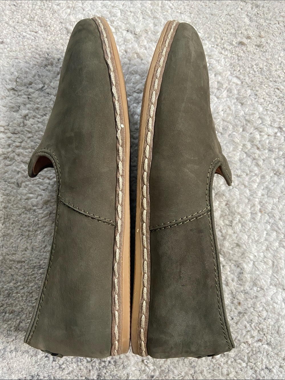 Charix Olive Suede Nubuck Slip-On Loafers - Picture 6 of 11